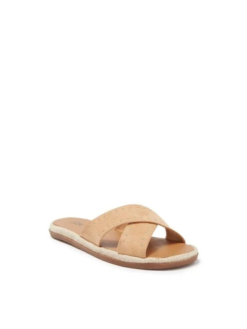 Nordstrom Rack "Phoebe" BNWOT espadrille slide sandal size 6.5 NEW tan studded